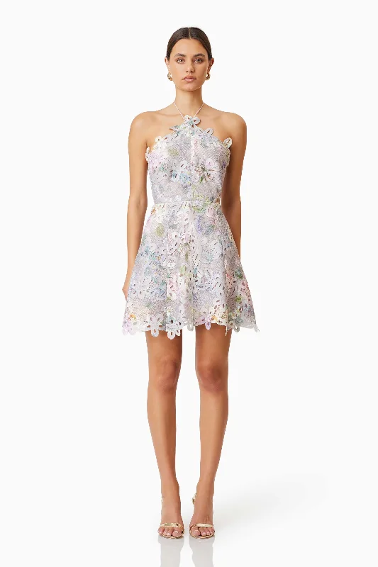 Elliatt Jacinta Mini Dress - Taupe Multi Trendy Wraparound Mini Dress