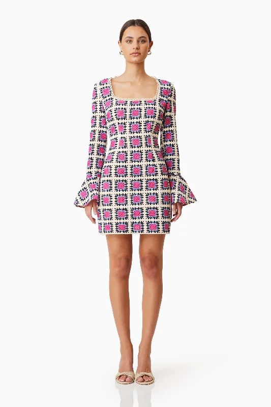 Elliatt Luna Mini Dress - Multi Elegant Satin Lace Mini Dress