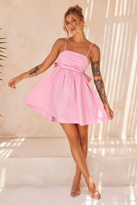Little Touch Mini Dress - Hot Pink Trendy Mini Dress with Belt