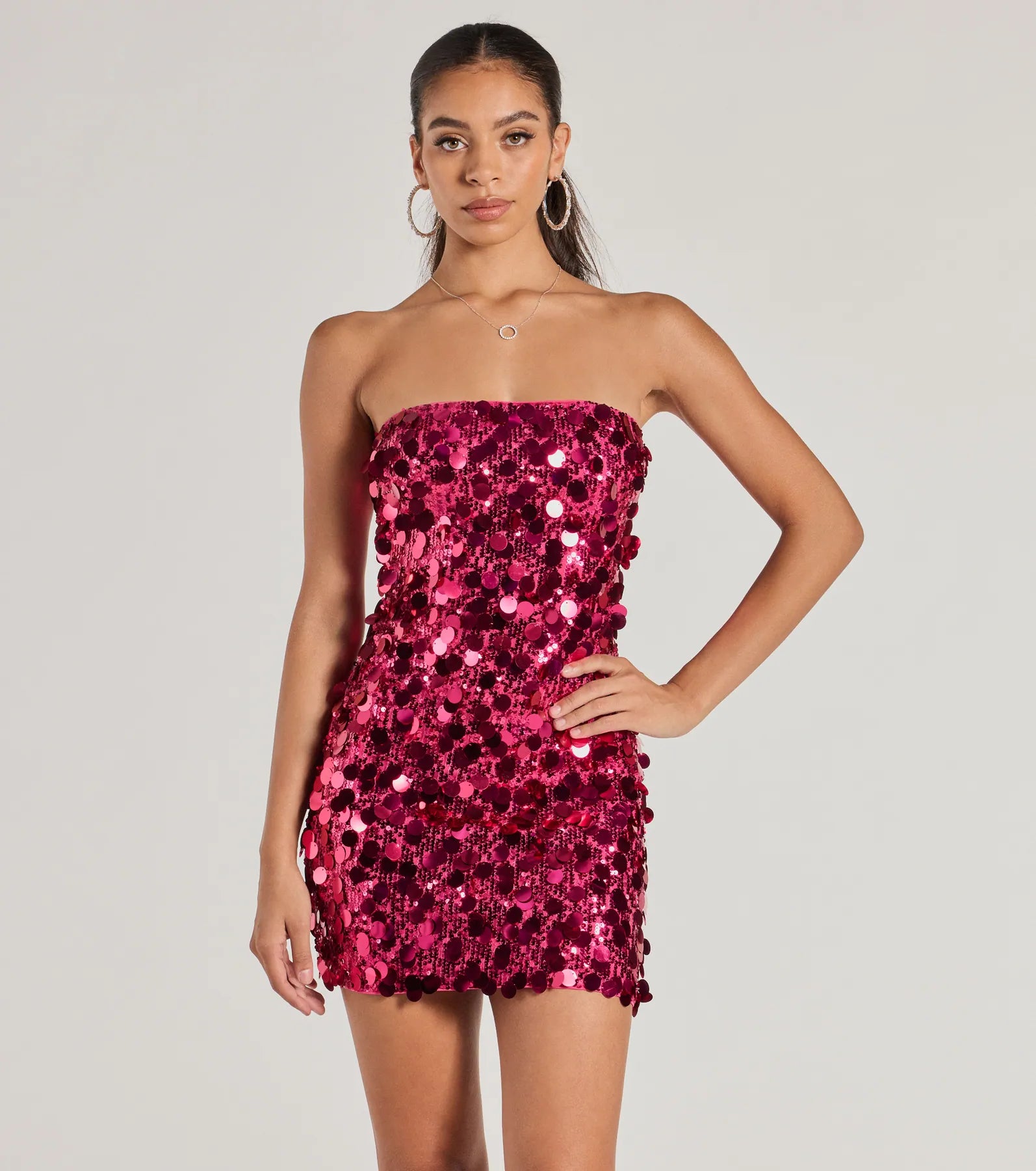 Party-Starter Sequin Strapless Bodycon Mini Dress Elegant Lace Mini Dress