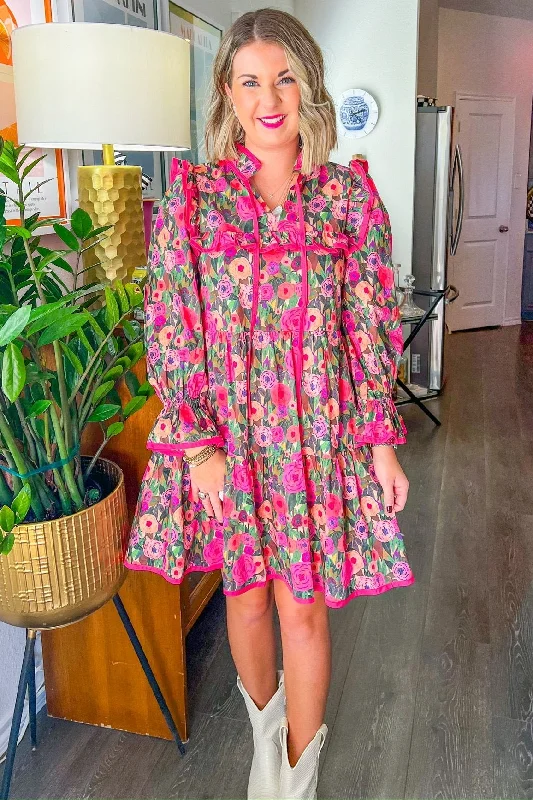 Pop of Color Mini Dress - Pink Elegant Vintage Mini Dress