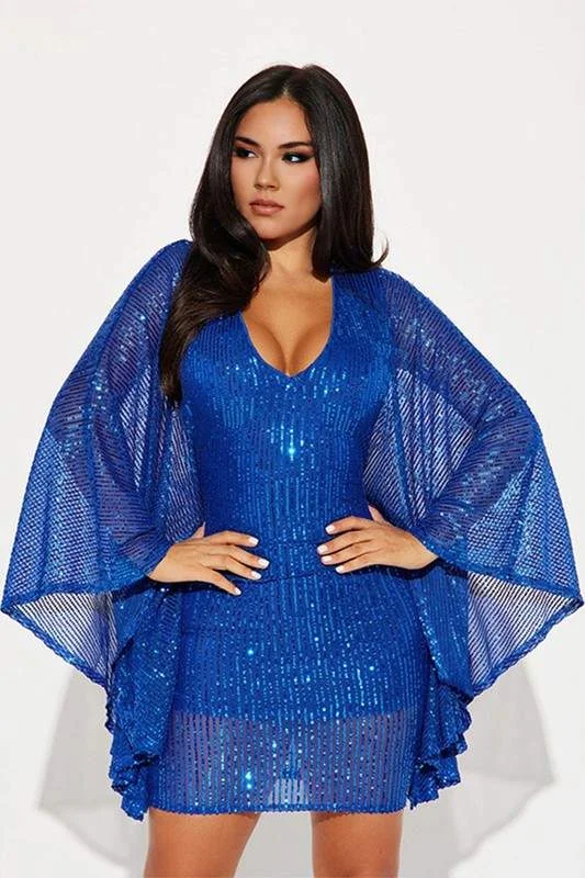 SEQUINS MESH MINI DRESS Cozy A-Line Mini Dress