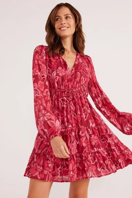 MINK PINK MAE LONG SLEEVE MINI DRESS Fashionable Polka Dot Mini Dress