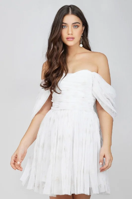 Sydney Ivory Polka Mini Dress Trendy Cut-Out Mini Dress