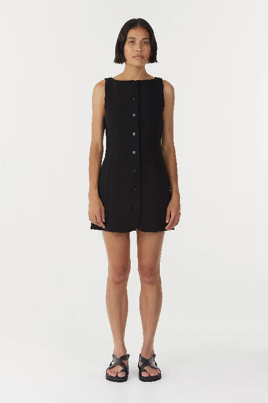 Third Form Skyline Tailored Mini Dress - Black Comfortable Linen Mini Dress