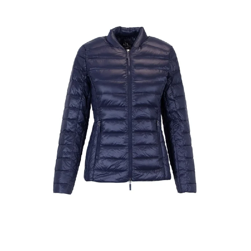Armani Exchange Blue Polyester Jackets & Coat Stand-Up Collar Roll-Neck Collar Turtle Neck Armani Exchange Blue Polyester Jackets & Coat Stand-Up Collar Roll-Neck Collar Turtle Neck