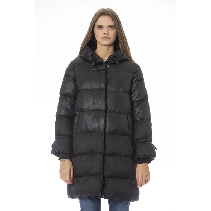 Baldinini Trend Black Nylon Women Jacket Print Jacket Jacquard Jacket Embroidered Jacket Baldinini Trend Black Nylon Women Jacket Print Jacket Jacquard Jacket Embroidered Jacket