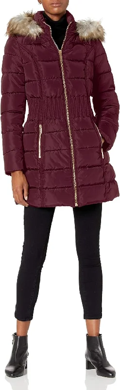 LAUNDRY BY SHELLI SEGAL Women's 3/4 Puffer With Zig Zag Cinched Waist and Faux Fur Trim Hood Jacket, Port Royal Coat Tailored Jacket Straight Jacket A-Line Jacket LAUNDRY BY SHELLI SEGAL Women's 3/4 Puffer With Zig Zag Cinched Waist and Faux Fur Trim Hood Jacket, Port Royal Coat Tailored Jacket Straight Jacket A-Line Jacket