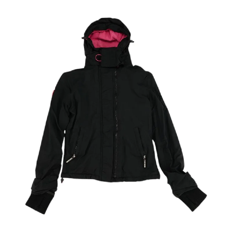 Black Solid Jacket Bomber Jacket Anorak Windbreaker