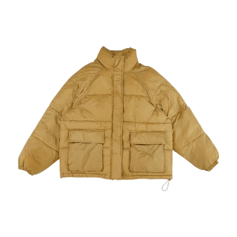 Brown Solid Puffer Jacket Satin Jacket Silk Jacket Chiffon Jacket