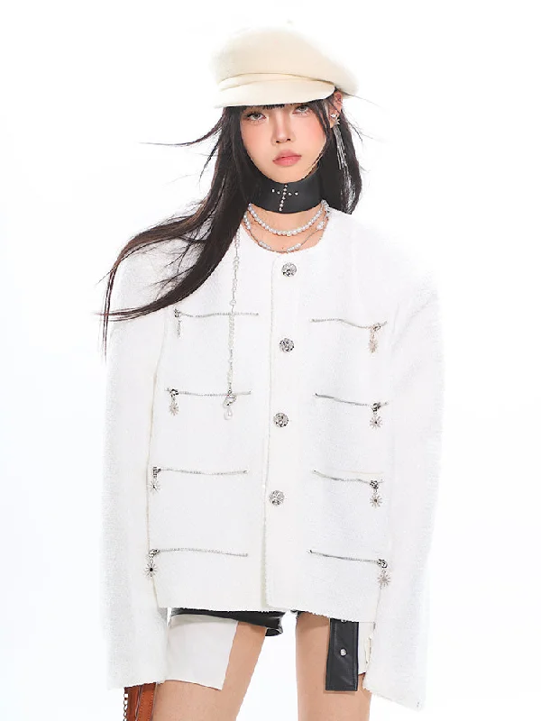 Crystal Military Jacket Insulated Jacket Fitted Jacket Loose Jacket