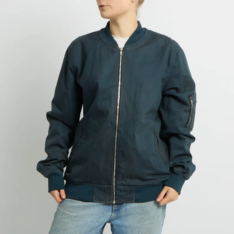 Denim Bomber Jacket - 12 Nylon Fabric Polyester Fabric Spandex Fabric