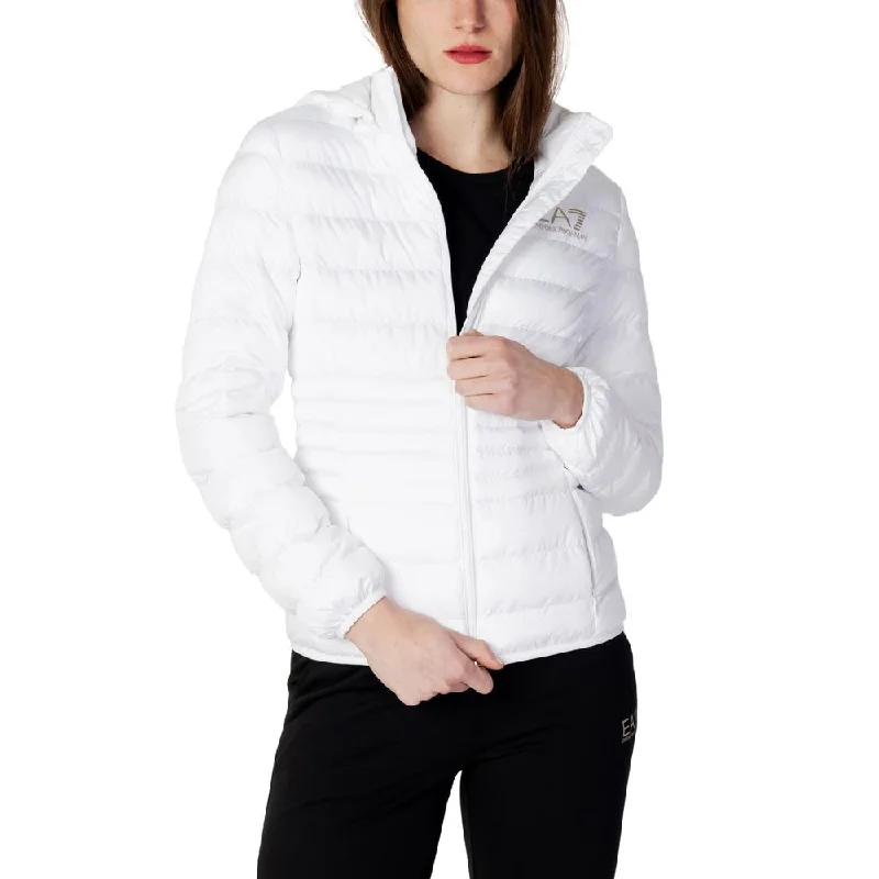 EA7 Emporio Armani White Polyester Jackets & Coat Herringbone Jacket Checkered Jacket Solid Jacket EA7 Emporio Armani White Polyester Jackets & Coat Herringbone Jacket Checkered Jacket Solid Jacket