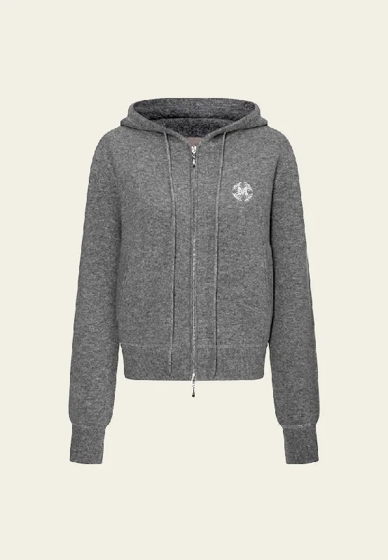 Embroidered-logo Cropped Hoodie Jacket Fitted Jacket Loose Jacket Oversized Jacket