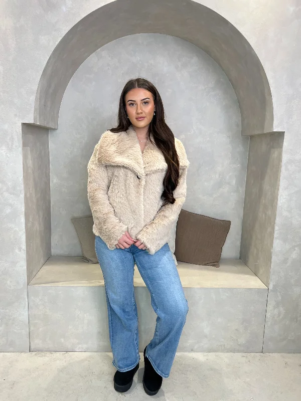 Faux Fur Collared Jacket Wool Jacket Cashmere Jacket Tweed Jacket