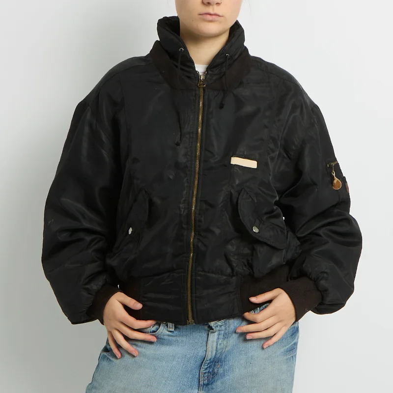 Flight Style Bomber Jacket - UK 12 Lace Jacket Ribbed Jacket Sequined Jacket