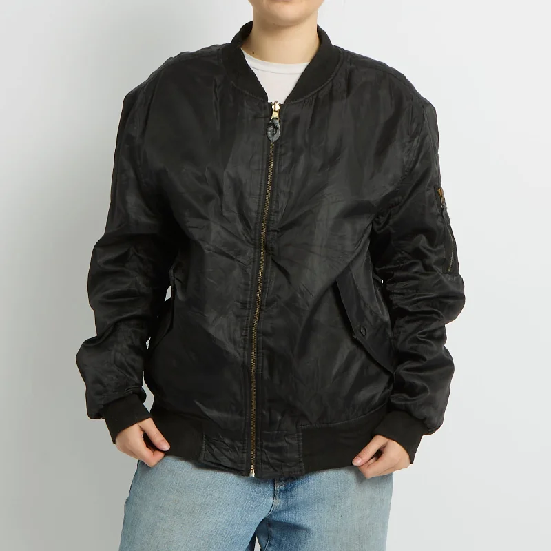 Flight Style Bomber Jacket - UK 12 Oversized Jacket Tailored Jacket Straight Jacket