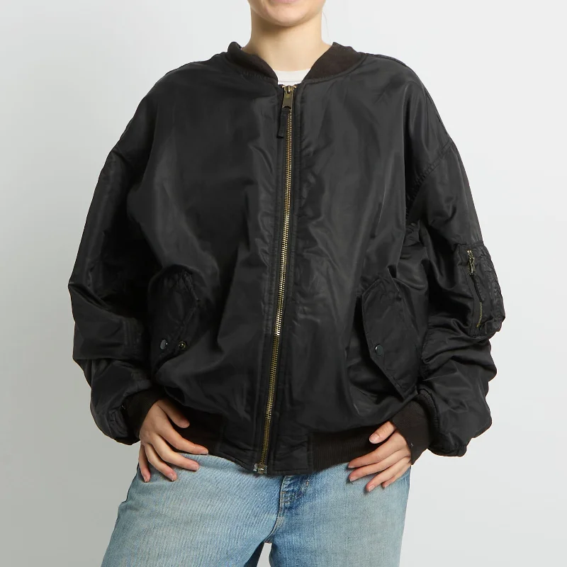 Flight Style Bomber Jacket - UK 14 Lace Jacket Ribbed Jacket Sequined Jacket