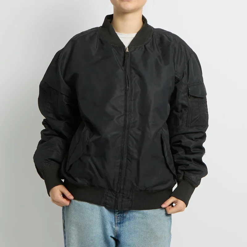 Flight Style Bomber Jacket - UK 16 Faux Fur Fabric Real Fur Fabric Shearling Fabric