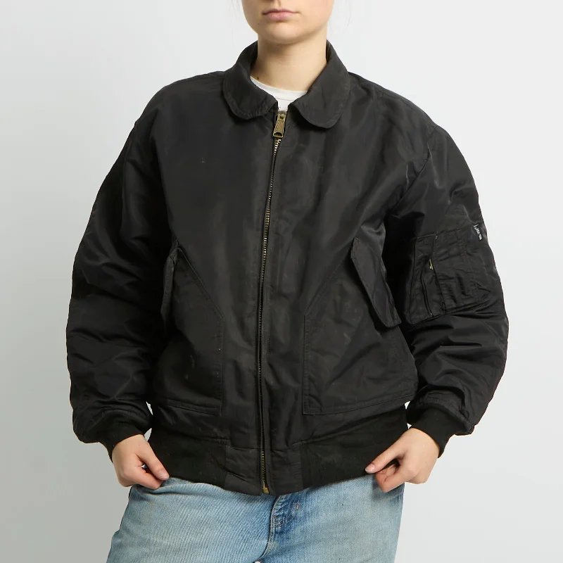 Flight Style Bomber Jacket - UK 16 Wool Jacket Cashmere Jacket Tweed Jacket