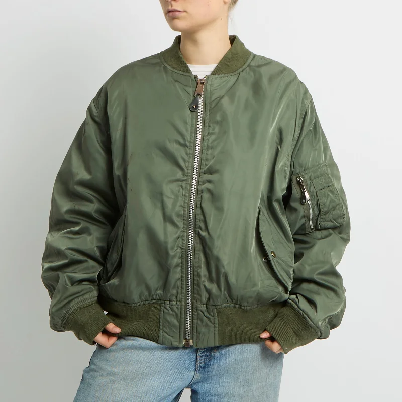 Flight Style Bomber Jacket - UK 16 Fleece Jacket Down Jacket Parka