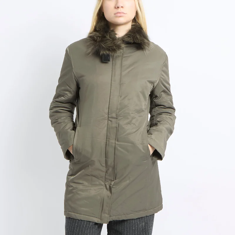 Fur Trim Padded Jacket - UK 10 Wool Jacket Cashmere Jacket Tweed Jacket