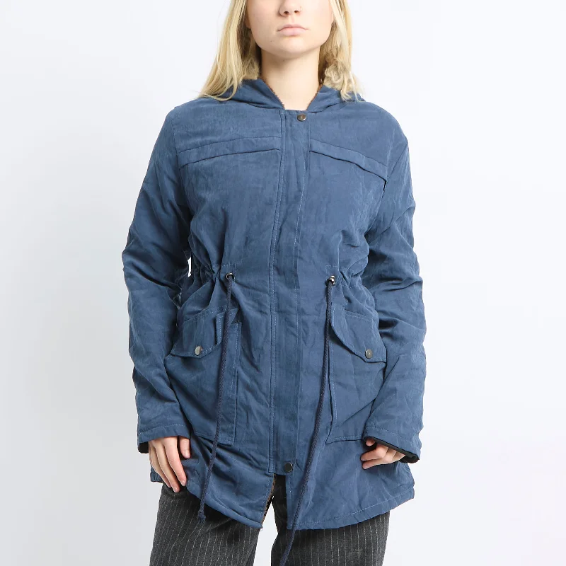 Fur Trimmed Parka Jacket - UK 10 Fleece Jacket Down Jacket Feather Jacket