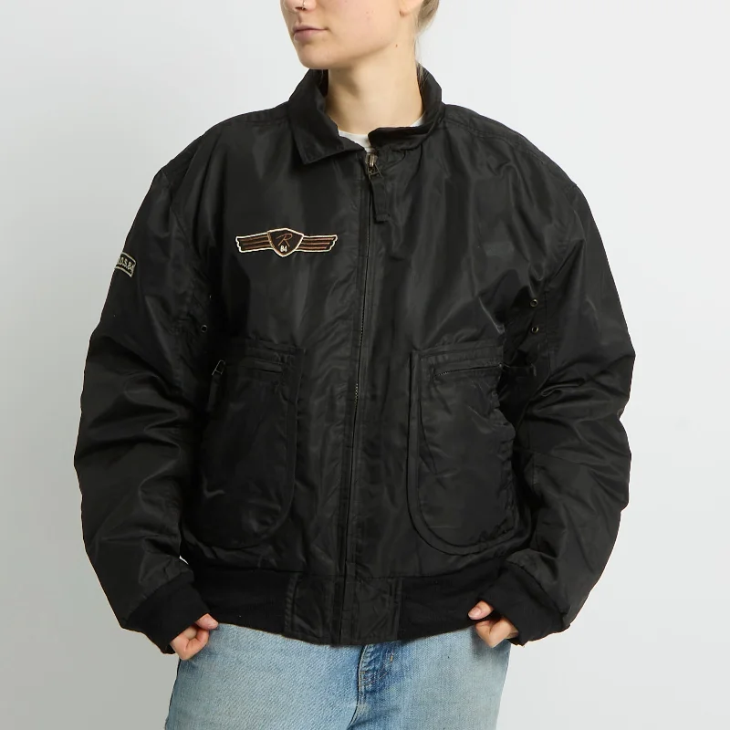 Graphic Detail Bomber Jacket - UK 14 Zippered Jacket Buttoned Jacket Snapped Jacket