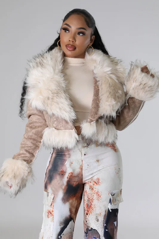 HDJ30908P-Faux Fur Mustang Jacket Jacket Blazer Coat
