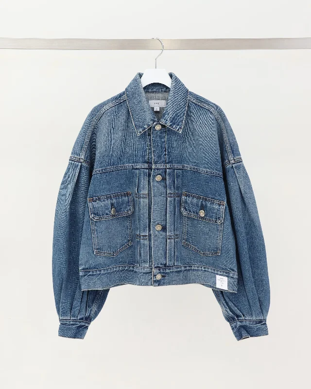 BALLOON SLEEVE DENIM JACKET / TYPE2 17445 Jersey Jacket Tulle Jacket Batik Jacket