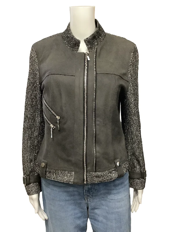 Insight Sequin Faux Suede Jacket Size: M, 6 Tiered Jacket Buttoned Jacket Zippered Jacket Insight Sequin Faux Suede Jacket Size: M, 6 Tiered Jacket Buttoned Jacket Zippered Jacket