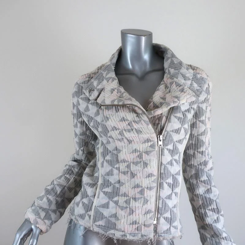 IRO Jacket Otavia Cream/Gray Triangle-Quilted Jacquard Size 36 Quilted Jacket Puffer Jacket Insulated Jacket IRO Jacket Otavia Cream/Gray Triangle-Quilted Jacquard Size 36 Quilted Jacket Puffer Jacket Insulated Jacket