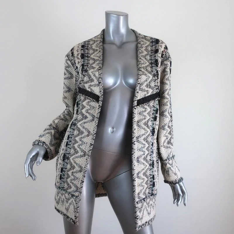 IRO Jacket Rhode Cream/Multicolor Jacquard Tweed Size 34 Open Front Notch Collar Peter Pan Collar Cowl Neck IRO Jacket Rhode Cream/Multicolor Jacquard Tweed Size 34 Open Front Notch Collar Peter Pan Collar Cowl Neck