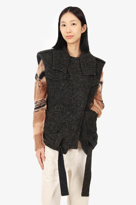 Isabel Marant Grey Wool Estelle Sleeveless Jacket Size 36 Knit Jacket Woven Jacket Fleece Jacket Isabel Marant Grey Wool Estelle Sleeveless Jacket Size 36 Knit Jacket Woven Jacket Fleece Jacket