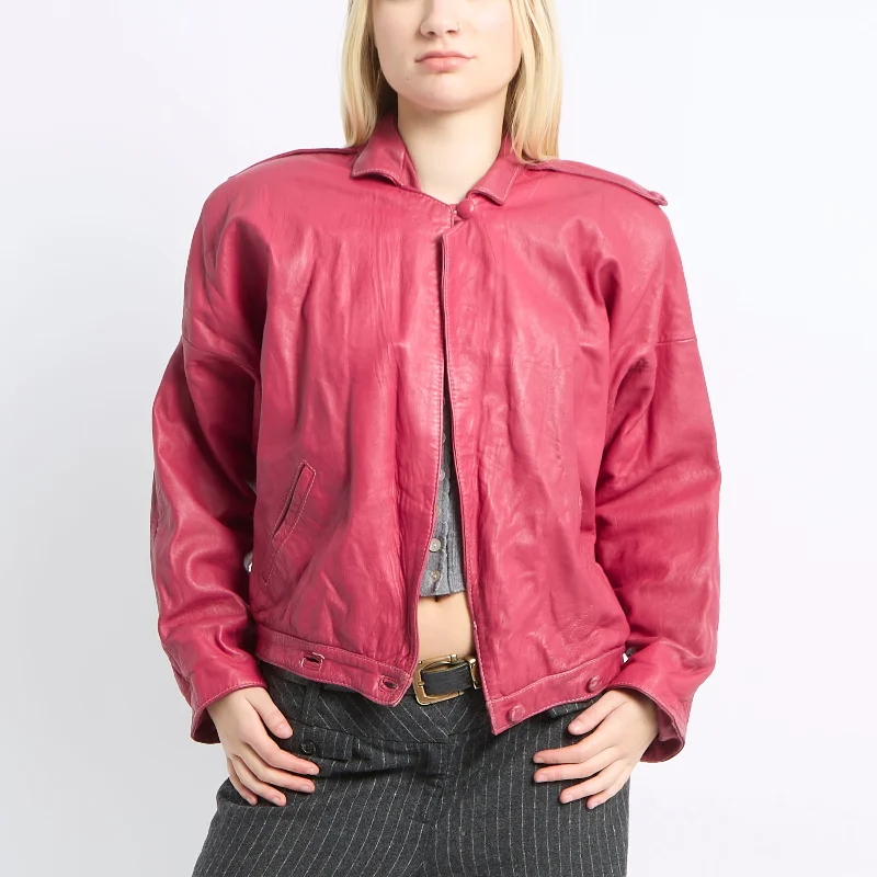 Leather Boxy Fit Jacket - UK 10 Rayon Jacket Velvet Jacket Corduroy Jacket