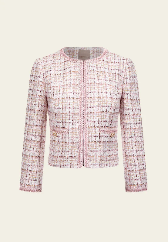 Lurex-trim Patch-pocket Tweed Jacket Cotton Jacket Linen Jacket Terry Jacket