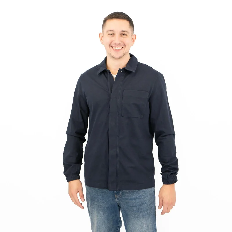 M&S Autograph Mens Cotton Rich Utility Jacket Overshirt Blue Oversized Jacket Tailored Jacket Straight Jacket