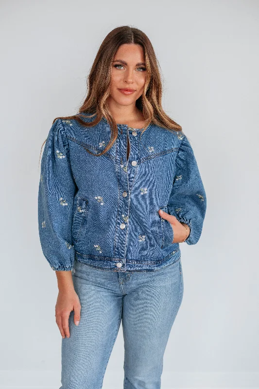 Maevie Denim Jacket Herringbone Jacket Checkered Jacket Solid Jacket