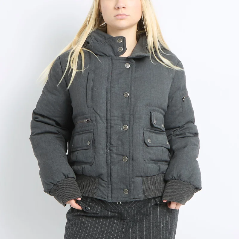 Marlboro Classics Hooded Bomber Jacket - UK 12 Rayon Fabric Velvet Fabric Corduroy Fabric Marlboro Classics Hooded Bomber Jacket - UK 12 Rayon Fabric Velvet Fabric Corduroy Fabric