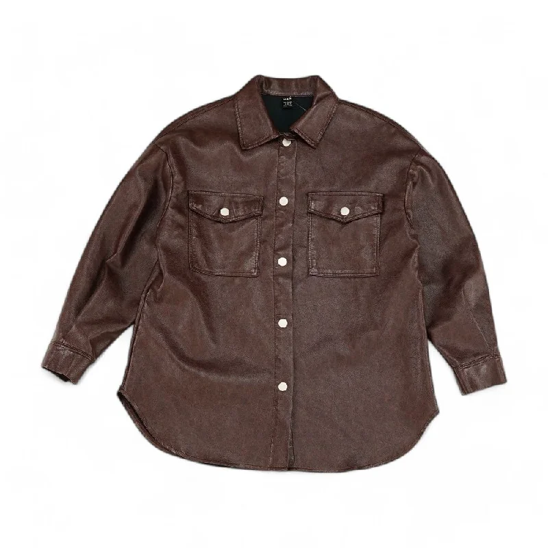 Maroon Solid Faux Leather Jacket Knit Jacket Woven Jacket Fleece Jacket