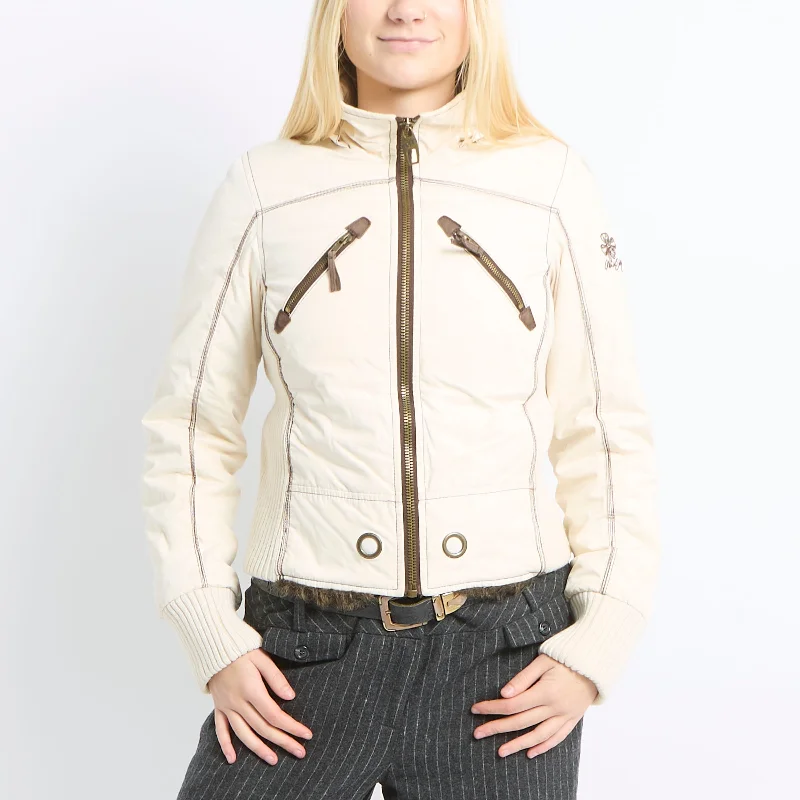 Miss Sixty Bomber Jacket - UK 8 One-Shoulder Jacket Off-the-Shoulder Jacket Asymmetrical Jacket Miss Sixty Bomber Jacket - UK 8 One-Shoulder Jacket Off-the-Shoulder Jacket Asymmetrical Jacket