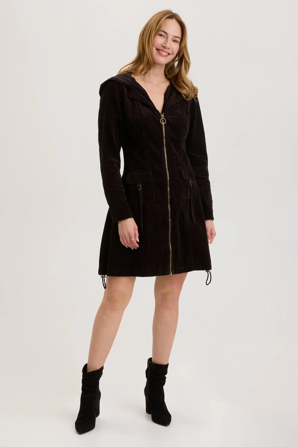 Naja Jacket Dress - Black Tiered Jacket Buttoned Jacket Zippered Jacket