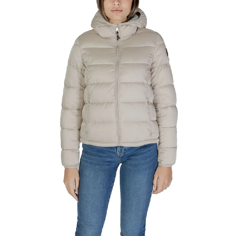 Napapijri Beige Polyamide Jackets & Coat Welt Pockets Slit Pockets Flap Pockets
