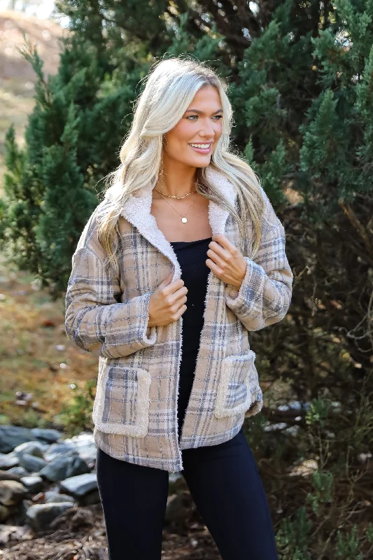 Perfected Comfort Reversible Sherpa Plaid Jacket - DOORBUSTER Toggled Jacket Drawstring Jacket Belted Jacket Perfected Comfort Reversible Sherpa Plaid Jacket - DOORBUSTER Toggled Jacket Drawstring Jacket Belted Jacket