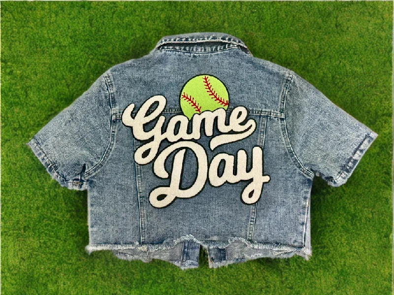 Pick Your Patch GAME DAY Denim Jacket (Various Options) Jersey Jacket Tulle Jacket Batik Jacket