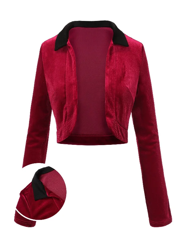 Red 1930s Contrast Lapel Velvet Bolero Jacket Embroidered Jacket Appliqued Jacket Beaded Jacket Red 1930s Contrast Lapel Velvet Bolero Jacket Embroidered Jacket Appliqued Jacket Beaded Jacket