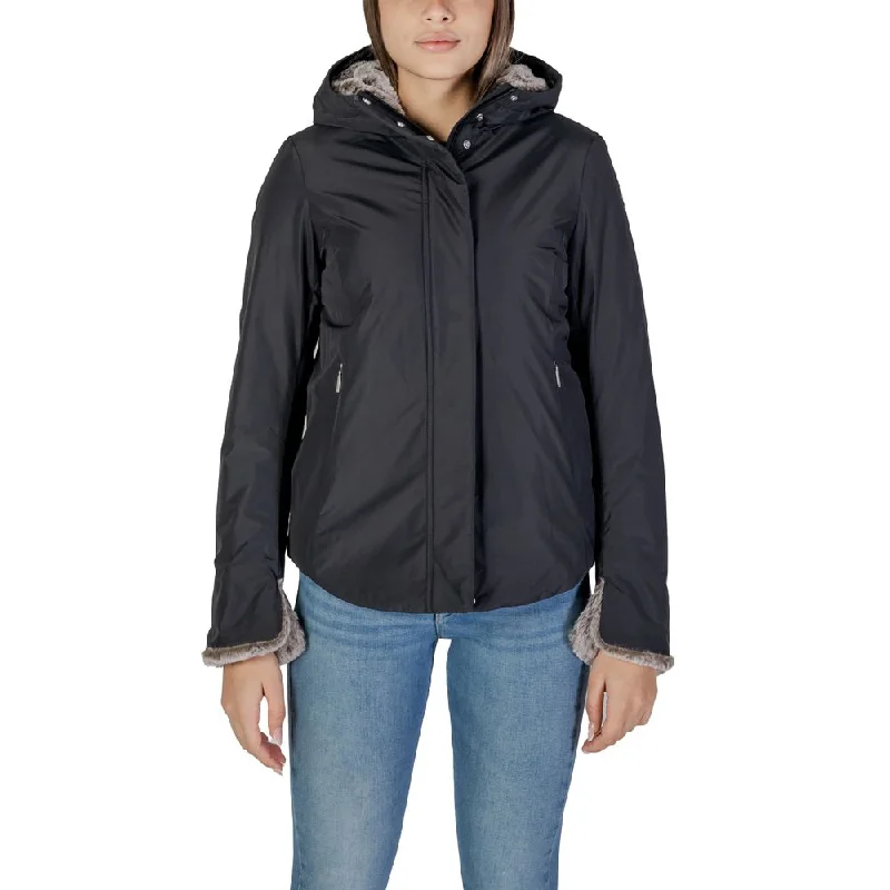 Suns Black Polyester Jackets & Coat One-Shoulder Jacket Off-the-Shoulder Jacket Asymmetrical Jacket