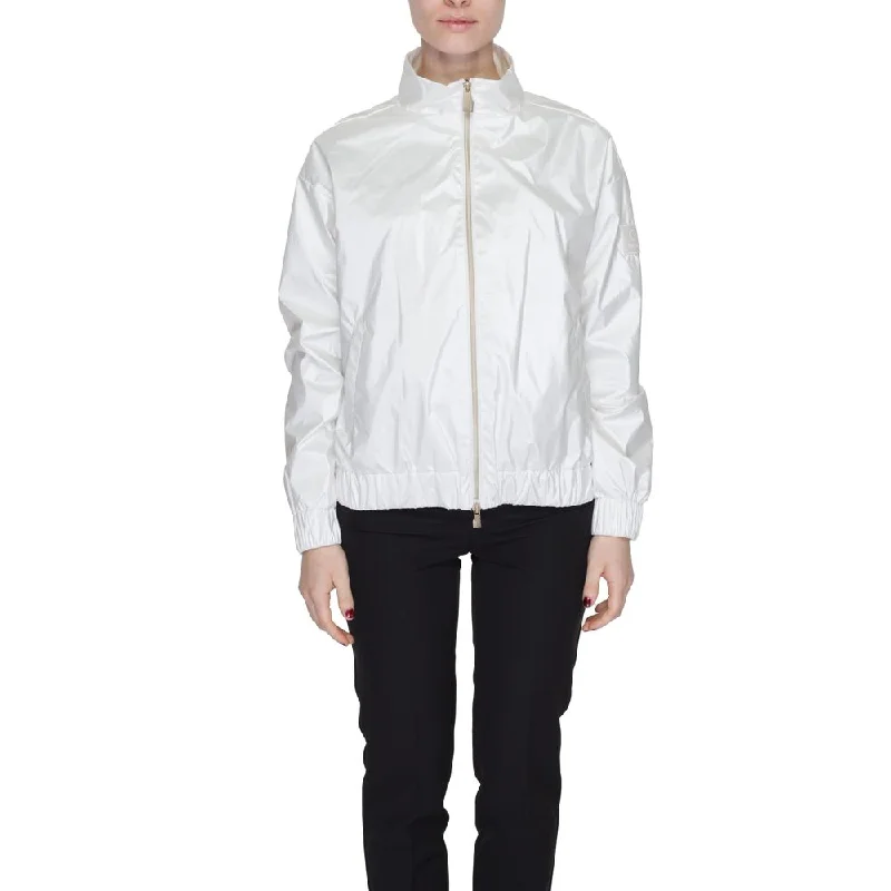 Suns White Polyester Jackets & Coat Ribbed Jacket Pleated Jacket Ruffled Jacket