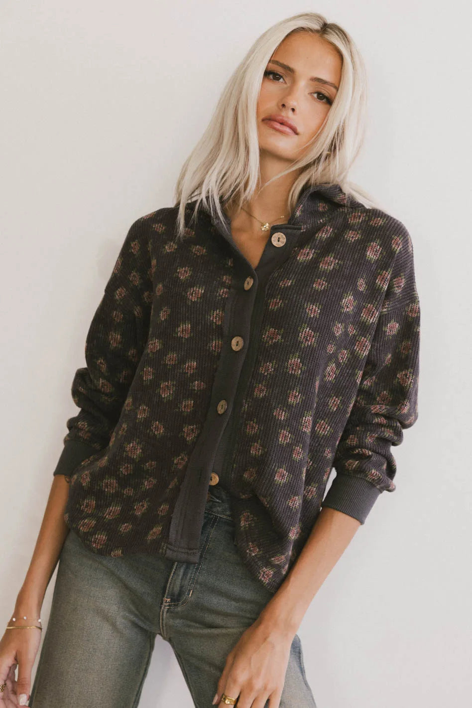 Tarah Knit Jacket in Charcoal Nylon Fabric Polyester Fabric Spandex Fabric