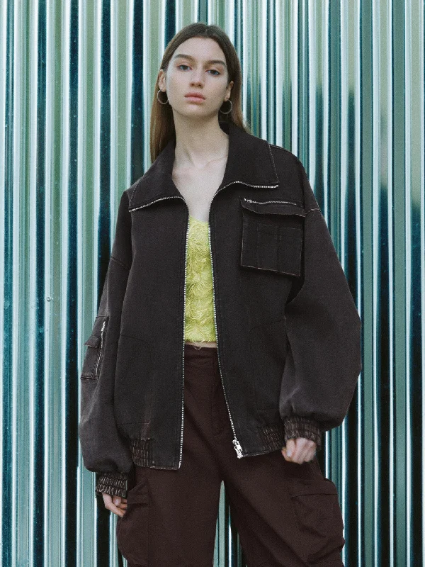 Zip Up Front Lapel Jackets Rayon Fabric Velvet Fabric Corduroy Fabric